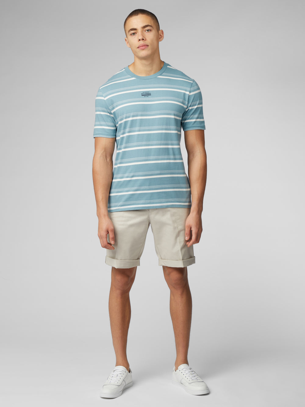 T-Shirt Ben Sherman Fine Stripe Bleu | NLQ-50065690